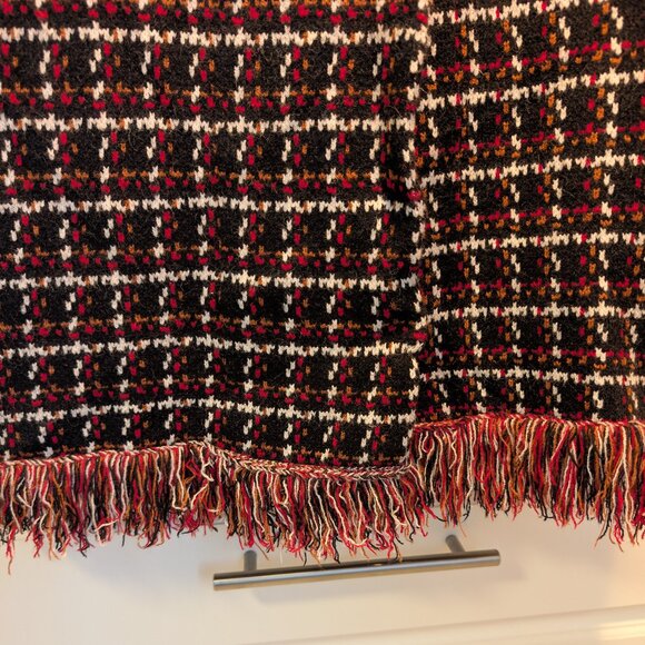 Simply Couture Retro Plaid Tweed Fringe Long Sweater Coat | Size Small - Picture 6 of 15